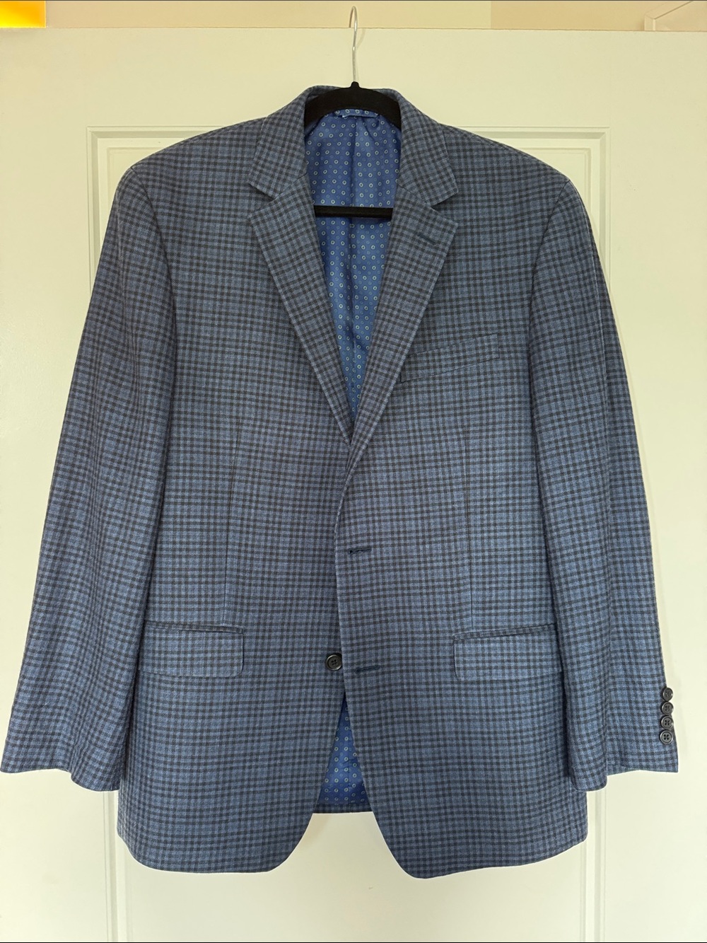 Men's Tallia Navy Black Wool Silk Blazer - Classic Two-Button Sport Coat
